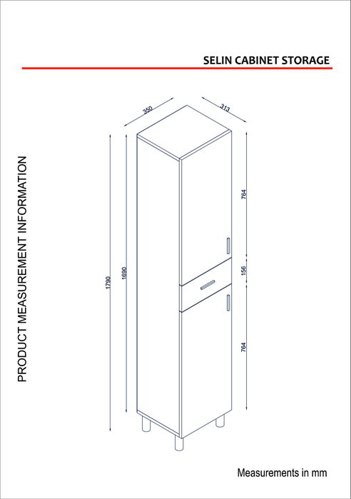 Hanah Home Selin - White Mueble de Baño Blanco 179cm x 35cm x 31.3cm Tablero de Partículas Melamina 18mm
